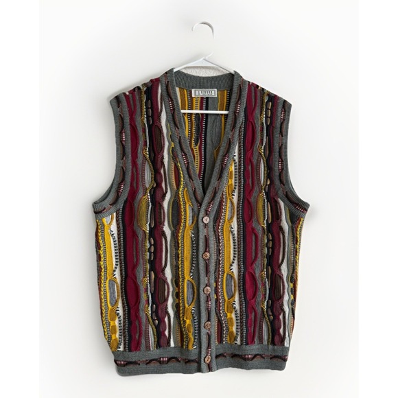 EIFFEL Other - EIFFEL KNITWEAR MENS Wool BLEND Coogi Style Vest Sweater Sleeveless 90s Y2K
